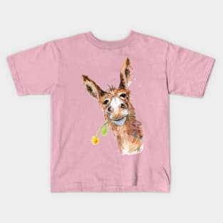 Cute Donkey with Flower Kids T-Shirt